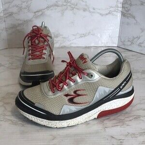 G Defy Gravity Defyer Mighty Walk Shoes Mens 8 .5 Gray Mesh Red Athletic Sneaker